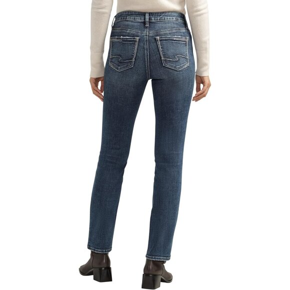 Women’s Mid Rise Straight Leg Jeans Cotton Polyester Elastane Classic Fit - Picture 3 of 5